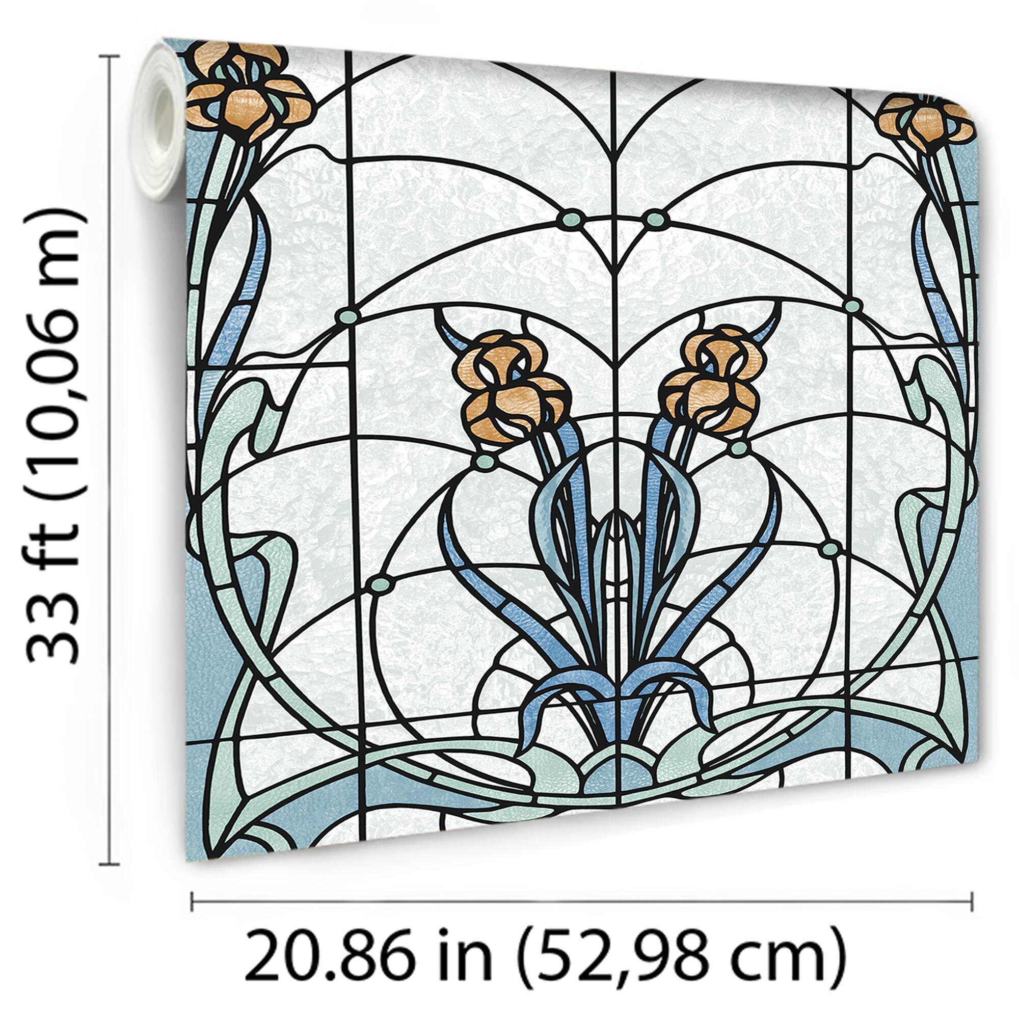 Designs Direct Floral Stained Glass Flower Wallpaper